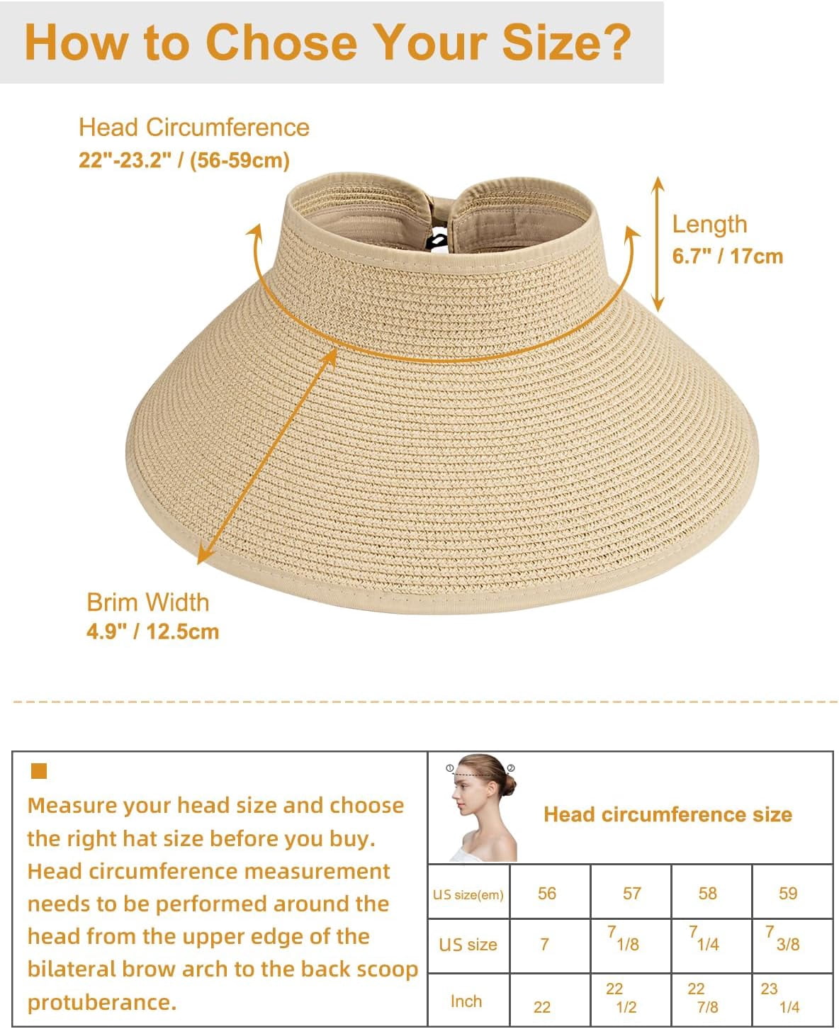 Foldable Straw Sun Visors for Women, Sun Protecetion Wide  display picture 1