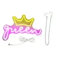 thumbnail image 2 of Letrero de neón LED brillante con alimentación USB, luz de neón decorativa de pared con forma de corona y reina para habitación de niños, dormitorio y fiesta., 2 of 14