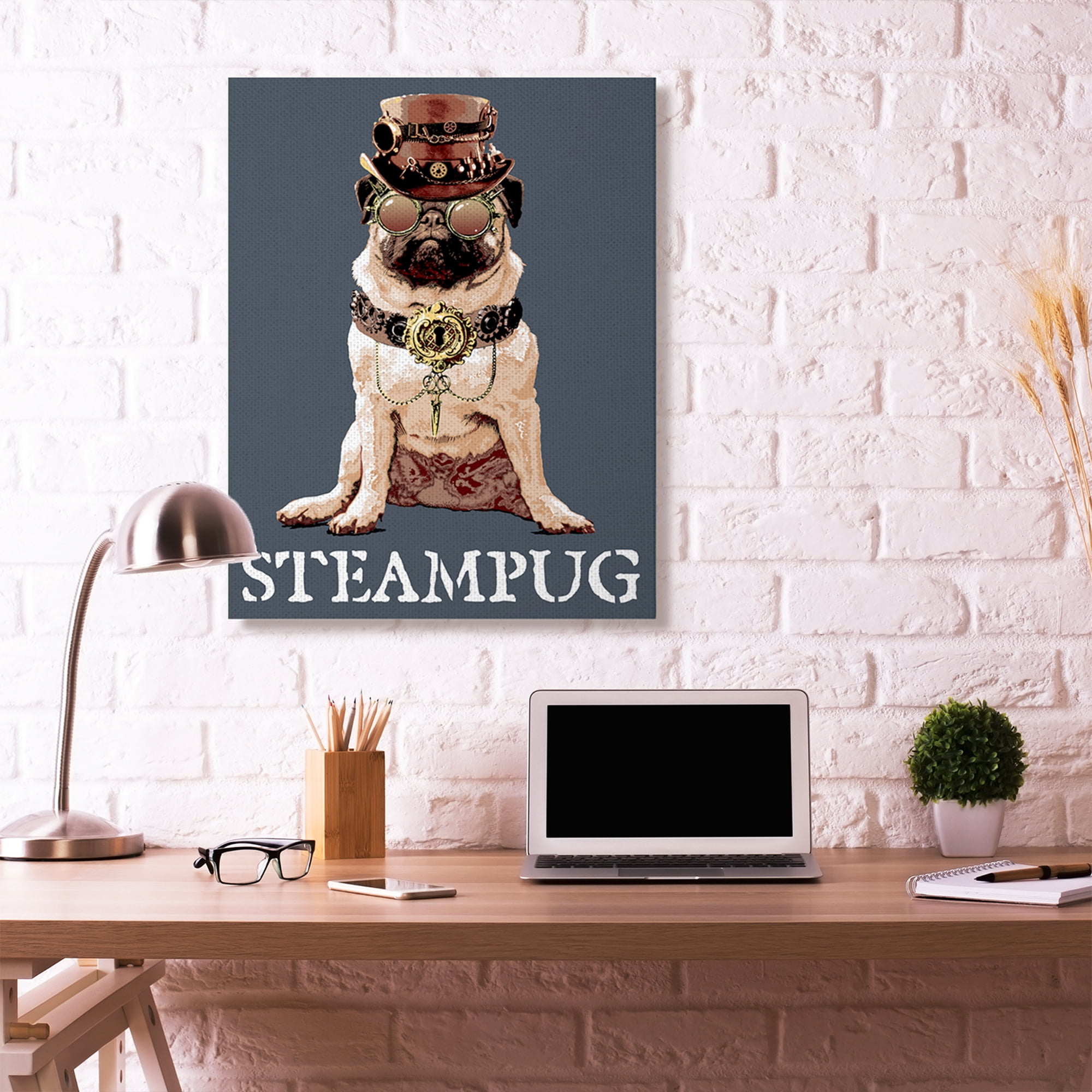 Stupell Home Décor Steam Pug Funny Punk Dog Pet Design Canvas Wall Art by Jim Baldwin
