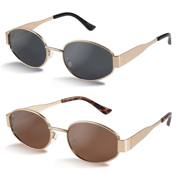 Livho 2025 Gafas de sol ovaladas de moda - Elegantes tonos polarizados para todos los días - Marcos de metal retro