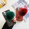 thumbnail image 7 of Compatible with iPhone 12 Pro Bling Diamond Case Luxury Sparkle Glitter Rhinestone Cute Fuzzy Furry Plush Ball Bracelect Wirst Strap Cover for iPhone 12 Pro 6.1 inch Women and Girls, 7 of 7