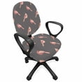 thumbnail image 1 of Bird Office Chair Slipcover, Repetitive Crested Fly Friend Simple Cartoon Illustration Flying Animal, Stretch Decorative Fabric Cover, Standard Size, Peach Dried Rose and Grey, by Ambesonne, 1 of 5