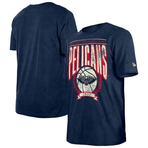 Men's New Era  Navy New Orleans Pelicans Throwback Vintage Boxy Mineral Wash T-Shirt