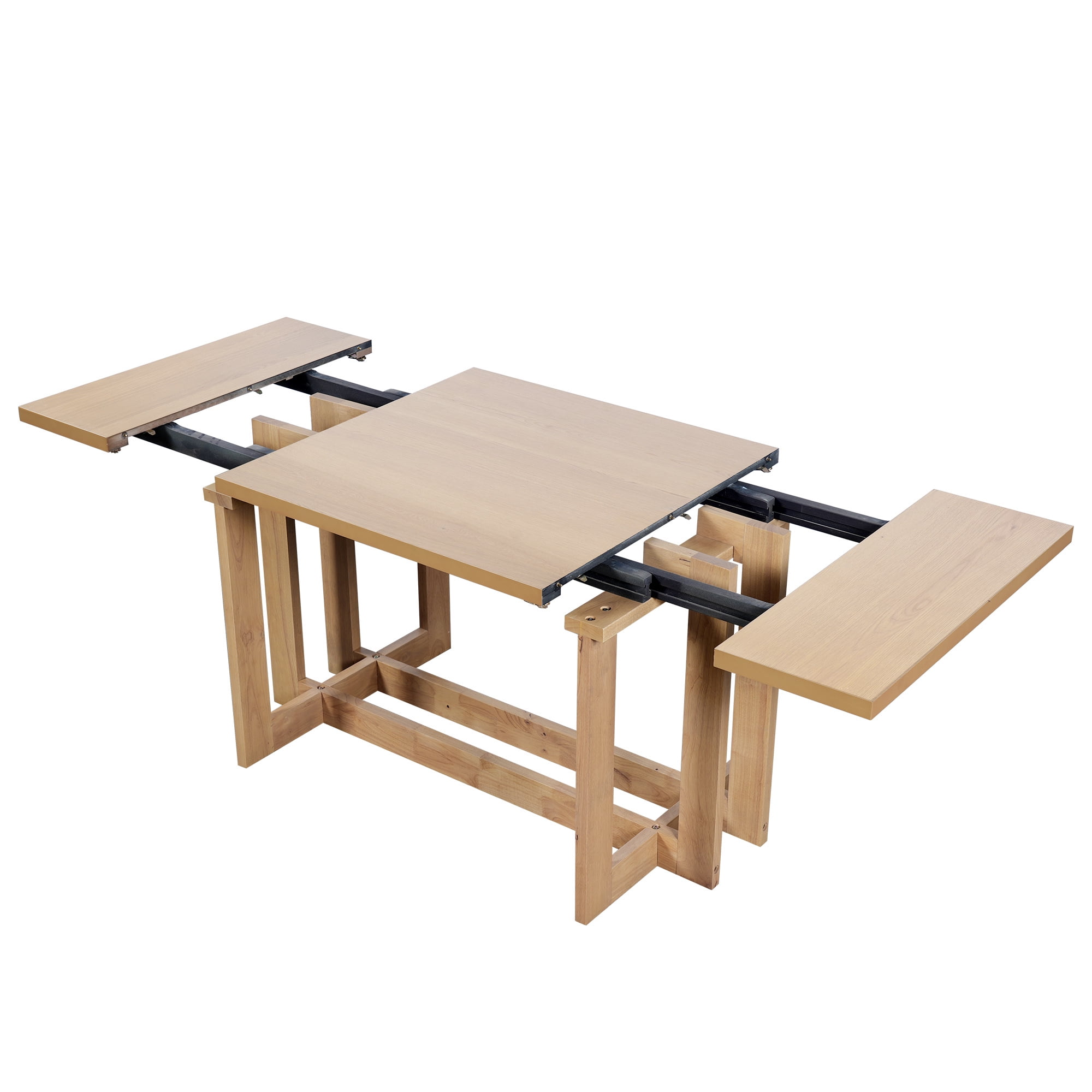 Euroco 58"-82" Extendable Dining Table for 6, Large Rectangular Kitchen Table with Removable Leaves, Solid Wood Rustic Table for Dining Room,Home Office, Living Room,Natural
