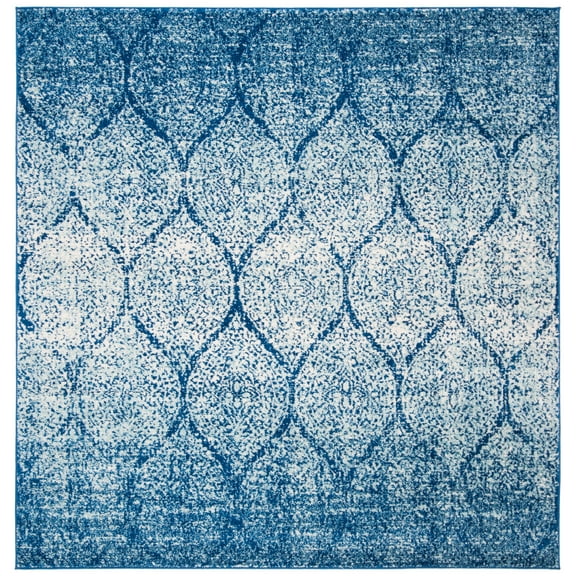 SAFAVIEH Madison Leighton Geometric Area Rug, Navy/Blue, 5'3" x 5'3" Square