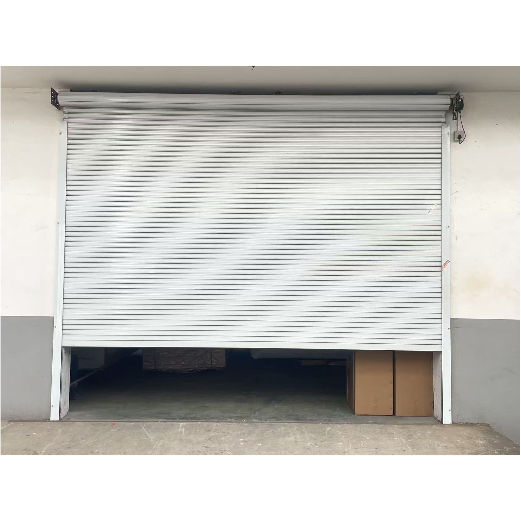 8.5FT x 8.5FT Electric Roll-Up Garage Door, 110V Automatic Roller Shutter Door with Galvanized Steel Rails for Carport, Barn & Storage Shed