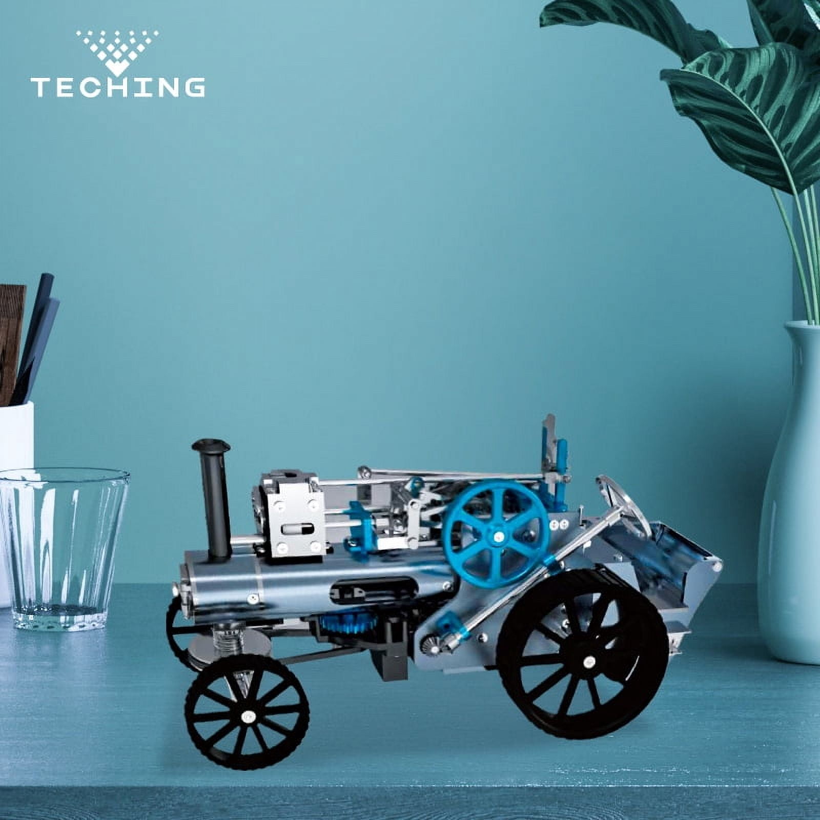 Metal Assembly Single Cylinder Electric Steam Car Model Kit Toy for Adult Kids