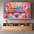 thumbnail image 7 of Colorful Theme Happy Birthday Banner Rainbow Background Party Decoration for Birthday Celebration Kids Party Indoor Decoration, 7 of 7