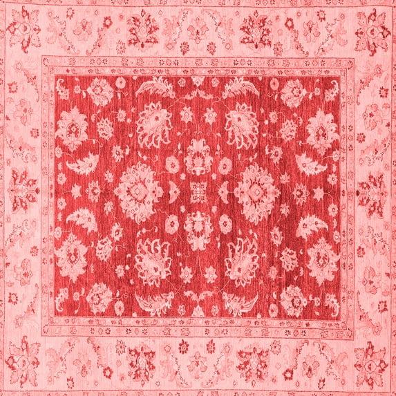 Ahgly Company Machine Washable Indoor Square Oriental Red Traditional Area Rugs, 7' Square
