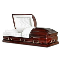 Overnight Caskets, Funeral Casket, Mahogany Solid Wood Velvet Interior