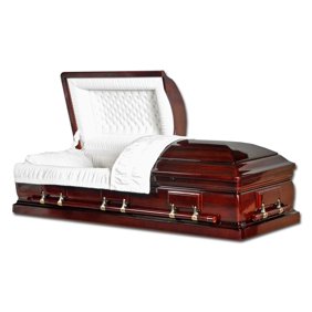 Overnight Caskets Funeral Casket Lincoln Poplar Mahogany Finish