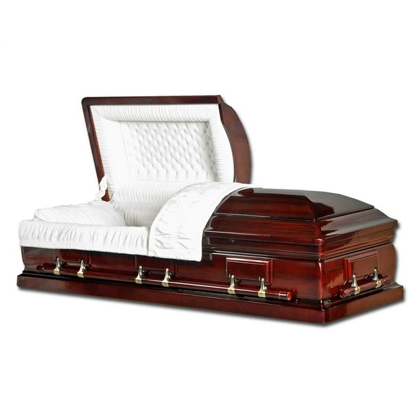 overnight caskets funeral mahogany solid wood velvet interior walmart com walmart com
