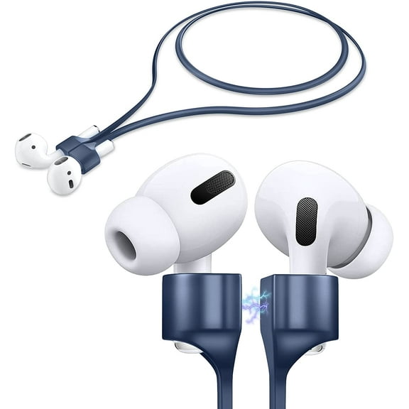 Ultra Strong Magnetic Strap Compatible with Airpods Pro/ 3rd/ 2nd/ 1st Generation Soft Silicone Sports Running Lanyard Anti-Lost Skin-Friendly Headphones Neck Rope Leash Cord Blue