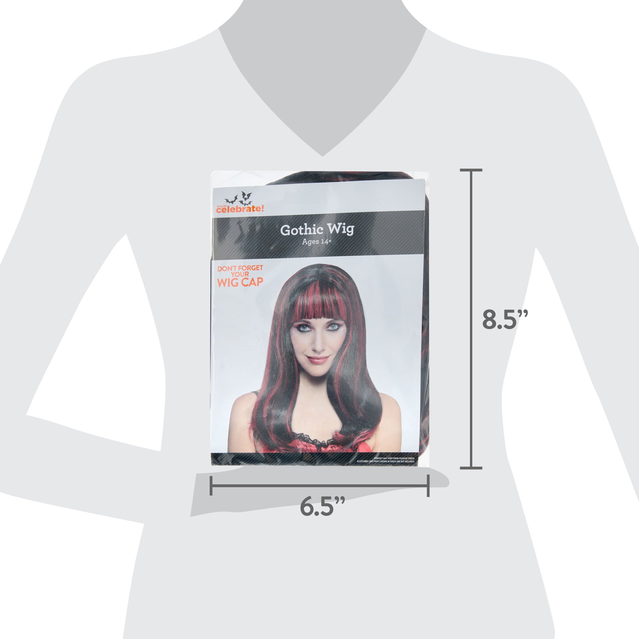 Gothic Wig Costume Accessory for Adults, Red and Black, Halloween by Way To Celebrate
