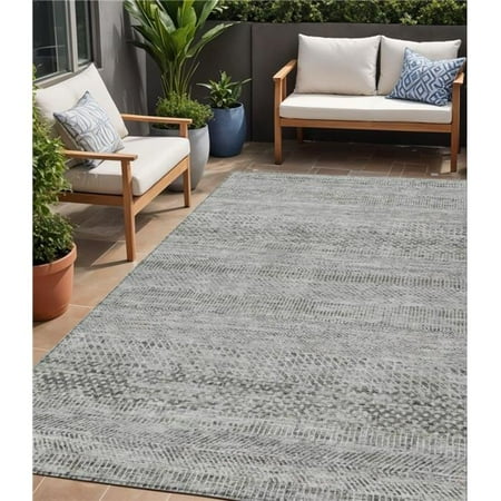 HomeRoots 615663 5 x 8 ft. Gray & Charcoal Striped Washable Indoor & Outdoor Rectangle Area Rug