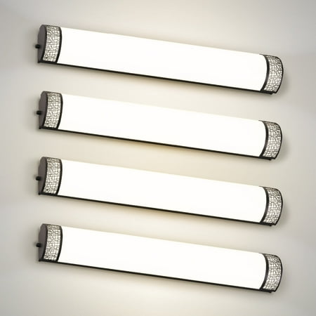 

ASD 36 Inch LED Bathroom Vanity Light - Modern Dimmable 30W 2700K-5000K Adjustable Wall Mount Bar Light Fixtures Ultra Bright Black Bathroom Lights Over Mirror - ETL 4 Pack