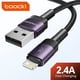 thumbnail image 2 of Toocki-Cable USB 2.4A de carga rápida para móvil, cargador Uslion para IPhone 14, 13, 12, 11 Pro, X, SE, Ipad, Cable de datos 0,5, 1, 2, 3m, 2 of 4