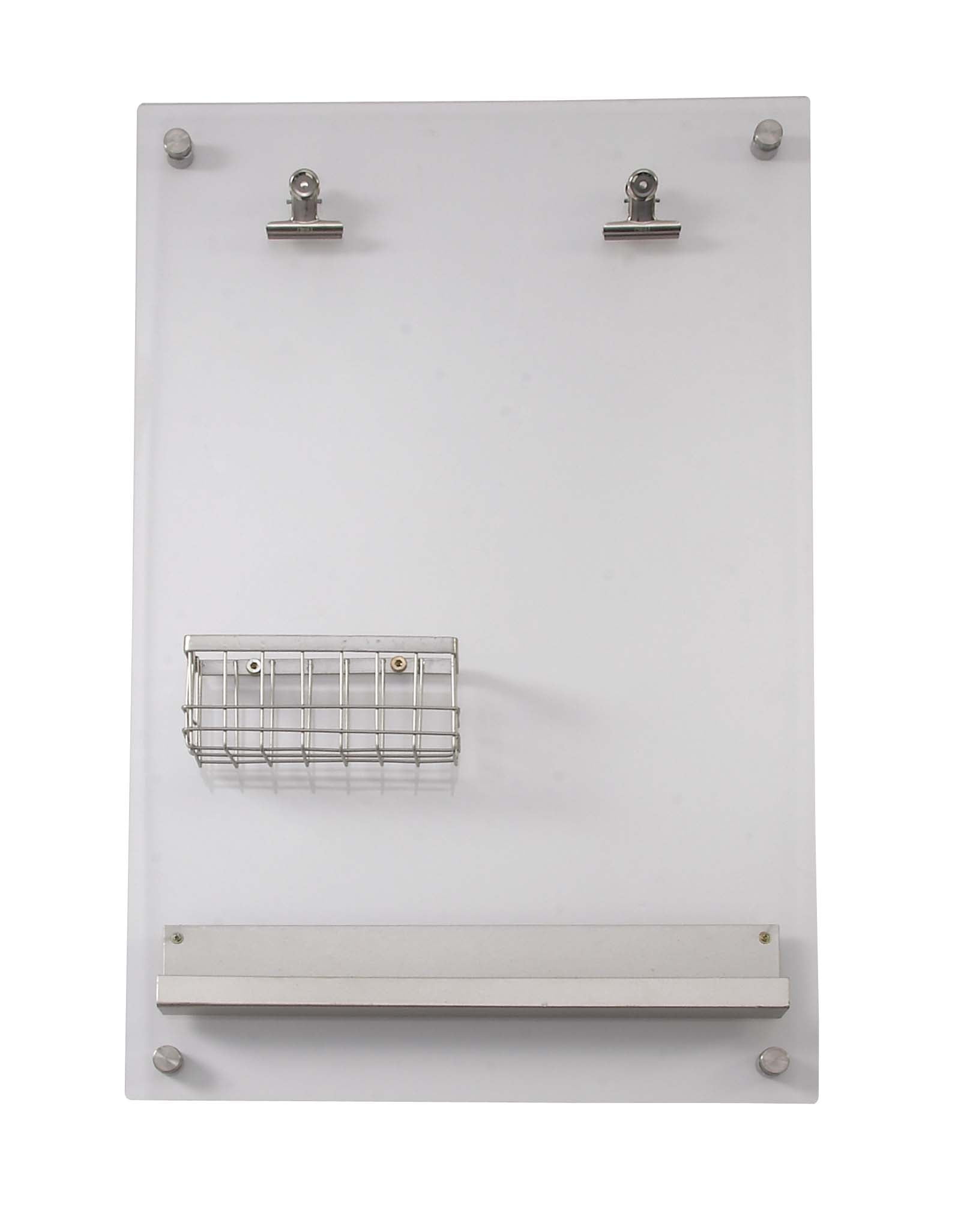 Decmode Modern 28 x 18 inch attractive iron and acrylic rectangular memo board, White