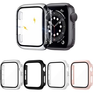 XIHAMA 4-Pack Pour Apple Watch 44mm/40mm boîtier avec intégré HD clair ultra-mince dur PC protection écran pour Apple Watch Series 4/5/6/8/SE