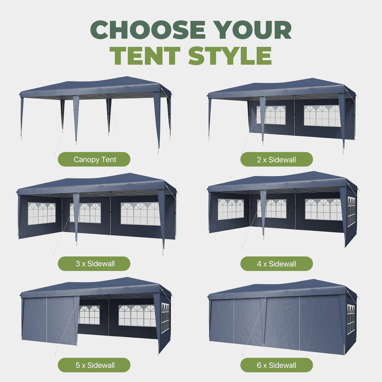 BaPiPro 10'x20' Pop up Canopy Tent, Folding Outdoor Party Wedding Event Tent with 6 Removable Sidewalls, 4 Windows, Portable Instant Shelter Canopy Gazebo, Blue