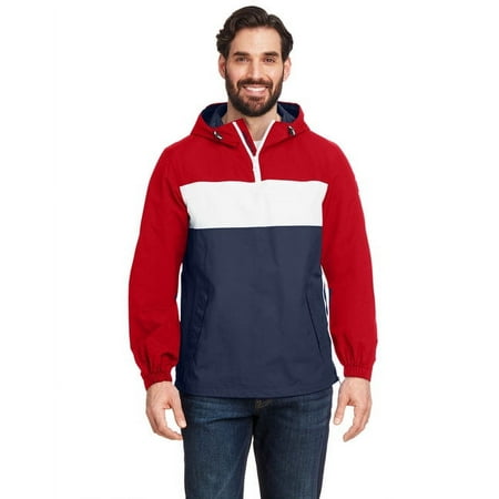 Unisex Windward Pullover Anorak - TRU RED/ NA NAVY - L