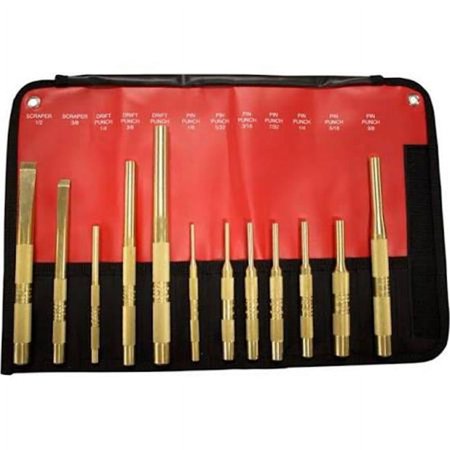 UPC: 0045256670126 | Mayhew Tools MAY-67012 Brass Punch & Scraper Set – 12 Piece