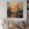 thumbnail image 2 of Designart "Orange Grey Asian horizon II" Abstract Landscape Print on Natural Pine Wood, 2 of 5