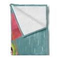thumbnail image 2 of Rain Soft Flannel Fleece Blanket, Illustration of a Little Girl and Her Duck Animal Friend with Umbrella in Rainy Season, Cozy Plush for Indoor and Outdoor Use, 60" x 80", Multicolor, by Ambesonne, 2 of 5