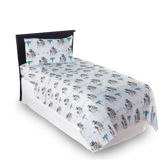 Star Wars Mandalorian Starfighter Kids 3-Piece Sheet Set, White, Disney, Twin Size
