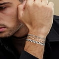 thumbnail image 3 of Turandoss Sterling Silver Cuban Link Layered Chain Bracelets Set for Men Herringbone Figaro Wrist Chains 8.3" Sturdy Stainless Steel Birthday Anniversary Gifts for Men Husband, 3 of 8