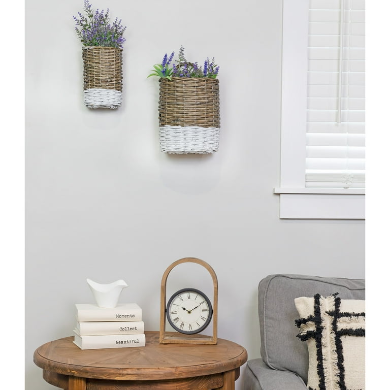 AuldHome Design Wall Hanging Baskets (Set of 2, Gray w AuldHome Design Wall Hanging Baskets (Set of 2, Gray w