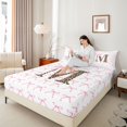 thumbnail image 4 of Castle Fairy Boys Girls Letter Monogrammed M 4 Pieces Queen Sheet Sets,Kawaii Pink Bow Ultra Soft Flat Sheet,Animal Leopard Print Queen Fitted Sheet,Breathable Home Decor, 4 of 7