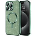 thumbnail image 1 of Electroplate With Lens Protector Case For iPhone 15 14 13 12 11 16 Pro Max Plus For Magsafe Wireless Charge Bumper Glitter Cover Alpine Green For iphone16Promax, 1 of 6