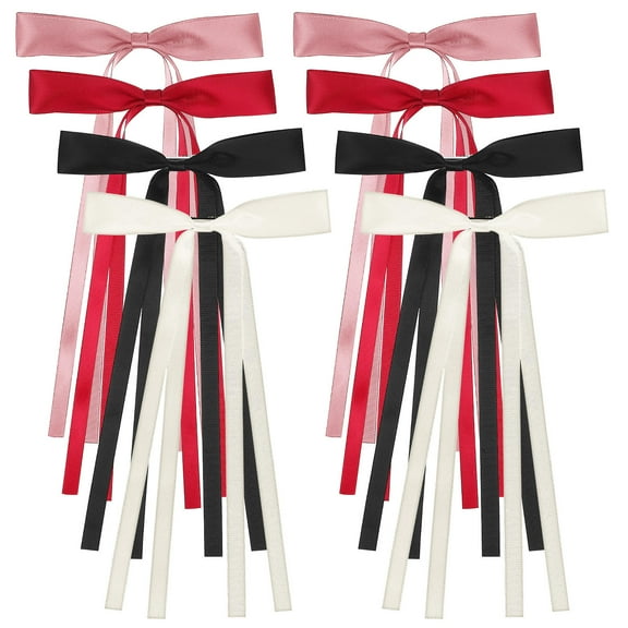 BESTYASH 8 Pcs Small Hair Bows Barrettes for Girls, Assorted Colors Hairbow Clips for Daily Wear and Decoration