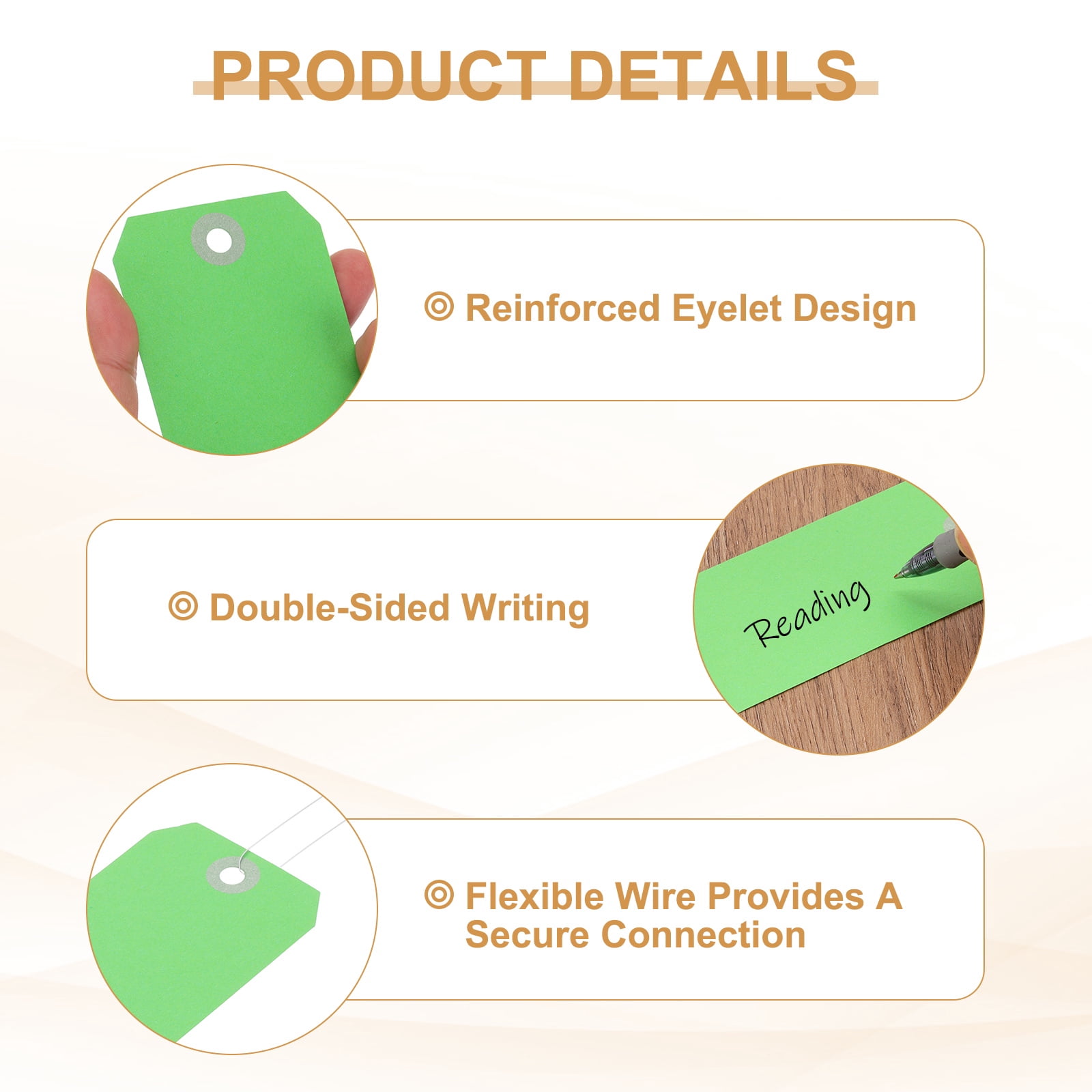 Uxcell Blank Shipping Tags Shipping Tags with Wire Manila Hang Label Tags with Reinforced Eyelet for Inventory Gift Label Green 4-3/4"