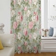 thumbnail image 6 of White Pink Flower Sheer Curtains 63 Inches Long, Shabby Chic Spring Vintage Leaf Green Light Filering Curtains, Breathable Simi Curtain Privacy Drapes for Living Room Bedroom Window Treatment, 6 of 9