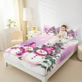 thumbnail image 4 of Manfei Kawaii Pink Snowman Queen Sheet Sets for Kids, Merry Christmas Flat Sheet, Cartoon Dots Xmas Tree Queen Fitted Sheet, Super Cozy Room Decor, 4-Piece, 4 of 7