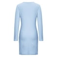 thumbnail image 5 of Lilgiuy Women Casual Buttocks Round-Neck Solid Slimming Long Leeve Dress Blue Fall Dresses for 2022 Spring Winter, 5 of 5