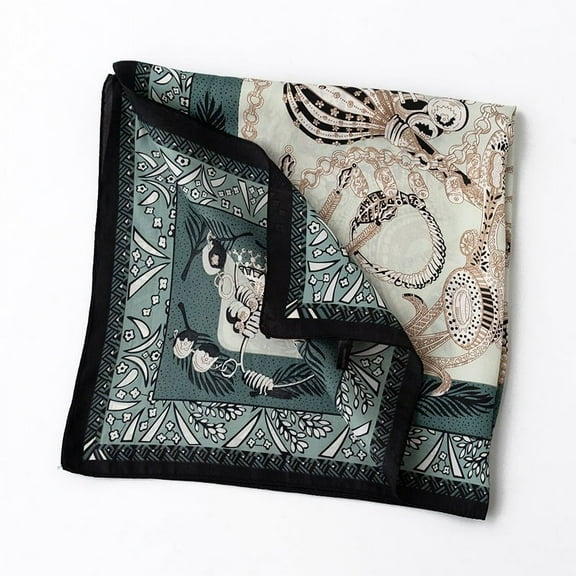 ERDOUY Fashion Small Neck Scarf Silk Feeling Head Scarves Satin Square Bandanas Mother Day Gift for Women 27.5*27.5inch （Green）