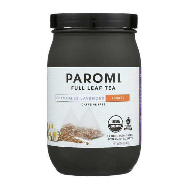 Paromi Tea, Chamomile Lavender, Organic and Fair Trade Rooibos, FullLeaf, 15 Ct, 1.6 Oz