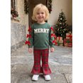 thumbnail image 3 of RUINIXCW Toddler Girl Christmas Outfits Letter Embroidery Sweatshirt and Flare Pants, 3 of 8