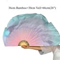 thumbnail image 2 of Belly Dance Fan Veil Real Silk Two Layers Short Fan Dream Color Light Weight Gradient For Folk Dance, 2 of 4