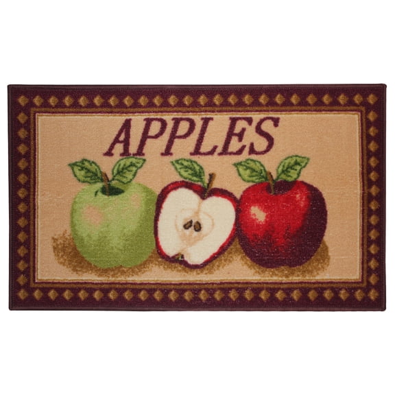 Kashi Home Kitchen Rug, Printed Area Rug, Durable Floor, Door Mat, Farmhouse Non-Slip Carpet Latex Backing Beautiful Design, Mixed Apple 18x30 Rectangle