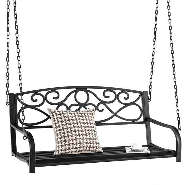 Costway Outdoor 2Person Metal Porch Swing Hanging Patio Bench 485 Lbs