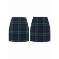 thumbnail image 3 of Womens Wool Plaid Mini Skirt Fall Winter High Waisted Bodycon Pencil Skirt Dark Green S, 3 of 7
