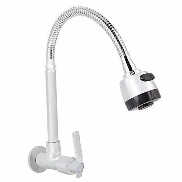 Grifo de Cocina Individual Tipo Agua Fría para Montaje en Pared, Grifo de Fregadero de Cocina, 360 Accesorios de Cocina Giratorios G1 de 2 Pulgadas