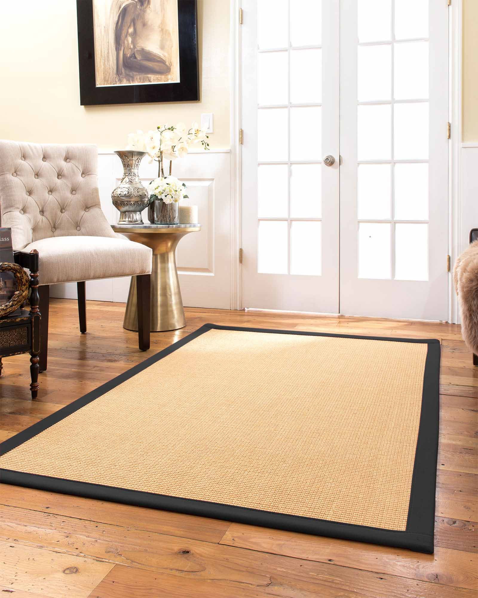 Natural Area Rugs Heavy Boucle Custom Sisal Rug, 8' x 10', Oval Black