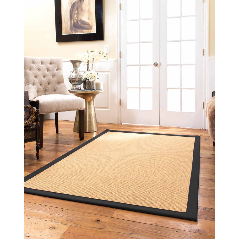 Natural Area Rugs Heavy Boucle Custom Sisal Rug, 8' x 10', Oval Black