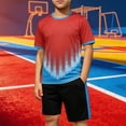 thumbnail image 2 of Yeaiivve Youth Athletic Wear 2 Piece Big Boys Quick Dry Basketball Outfits Crew Neck Short Sleeve T-Shirt & Shorts Breathable Outdoor Sportswear for Big Kids 12-16Y, 2 of 7