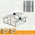 thumbnail image 3 of Costway Folding Picnic Table with 2 Benches All Weather Wood-like Tabletop Umbrella Hole Grey, 3 of 10